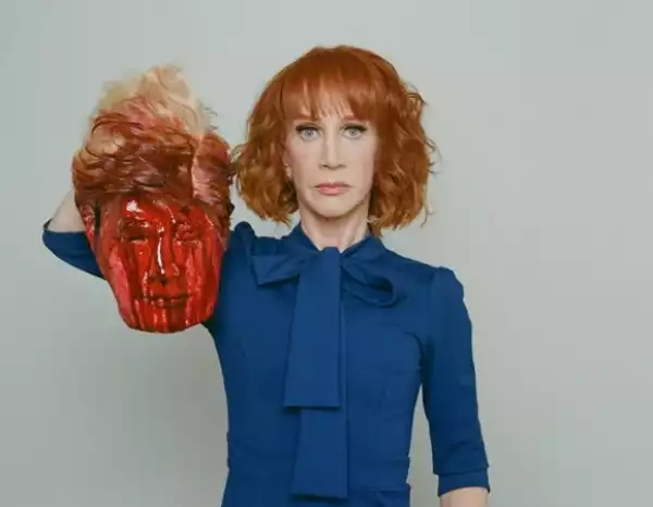 Donald Trump reacts as comedian Kathy Griffin holds a bloody (fake) head of him in photo shoot (Photo)